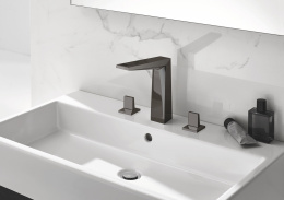 Смеситель для раковины GROHE Allure Brilliant на 3 отверстия, с донным клапаном и высоким изливом, темный графит глянец (20344A00)