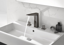Смеситель для раковины GROHE Allure Brilliant на 3 отверстия, с донным клапаном и высоким изливом, темный графит глянец (20344A00)