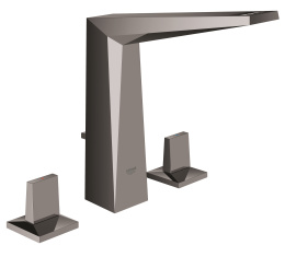 Смеситель для раковины GROHE Allure Brilliant на 3 отверстия, с донным клапаном и высоким изливом, темный графит глянец (20344A00)