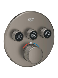 Внешняя часть термостата для душа GROHE Grohtherm SmartControl на 3 потребителя, круглая, сатиновый графит (29121MG0)