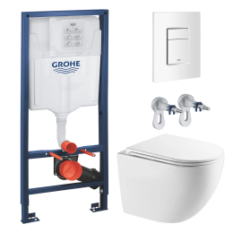 Комплект инсталляции GROHE Rapid SL 38772SH0 с унитазом AQUAme AQM2002L и сиденьем с микролифтом, смыв Quiet (NW0283)