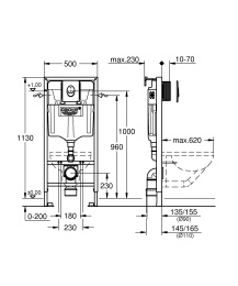 Система инсталляции для унитаза GROHE Rapid SL 3 в 1 с панелью смыва Skate Air, хром (39108000)