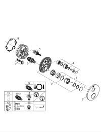 Внешняя часть термостата для ванны GROHE Grohtherm на 2 потребителя, хром (24077000)