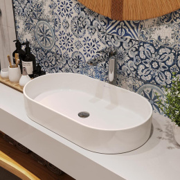 Раковина накладная Aqueduto ESPIRAL, овальная 390*600, белый глянцевый (ESP0210)