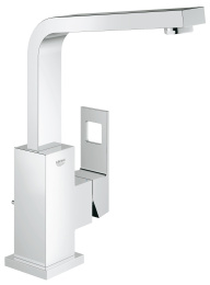 Смеситель для раковины GROHE Eurocube с донным клапаном, высоким изливом и ограничением расхода воды, хром (2313500E)