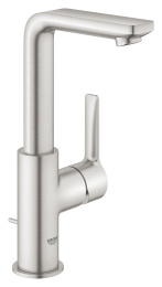 Смеситель для раковины GROHE Lineare с донным клапаном, L-Size, суперсталь (23296DC1)