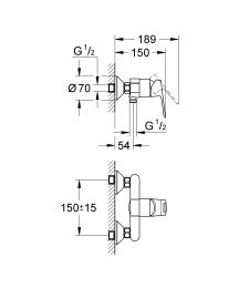 Смеситель для душа GROHE Start Loop, настенный монтаж, хром (23354000)