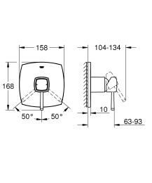 Внешняя часть смесителя для душа GROHE Grandera, хром/золото (24067IG0)