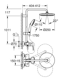 Душевая система GROHE Tempesta System 250 со смесителем для душа, хром (26673001)