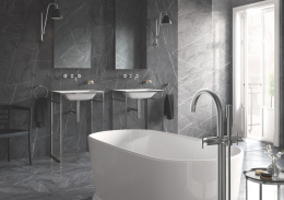 Внешняя часть смесителя для ванны GROHE Atrio напольного монтажа, двухвентильный, суперсталь (25044DC3)
