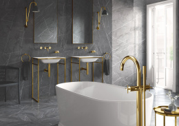 Внешняя часть смесителя для ванны GROHE Atrio напольного монтажа, двухвентильный, холодный рассвет глянец (25044GL3)