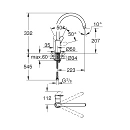 Смеситель для кухни GROHE BauEdge, хром (31367001/U), уцененный товар