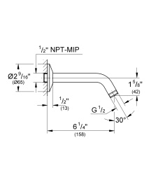 Душевой кронштейн GROHE Relexa neutral 203 мм, хром (27412000)
