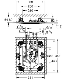 Потолочный душ с 3 режимами, GROHE Rainshower F-Series, хром, (27939001)