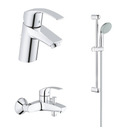 Комплект смесителей GROHE Eurosmart с душевым гарнитуром, хром (124446)