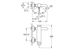 Смеситель для ванны GROHE Essence, суперсталь (33624DC1)