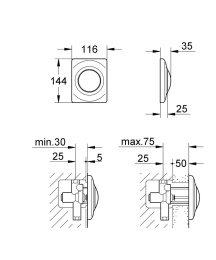 Панель смыва для писсуара GROHE Surf, 1 режим, хром (37018000)