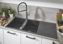 Мойка GROHE K500 с двумя чашами, 1160 x 500 мм, серый гранит (31647AT0)