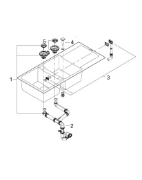 Мойка GROHE K500 с двумя чашами, 1160 x 500 мм, серый гранит (31647AT0)