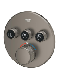 Внешняя часть термостата для душа GROHE Grohtherm SmartControl на 3 потребителя, круглая, сатиновый графит (29121MG0)