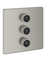 Внешняя часть переключателя потоков GROHE Grohtherm SmartControl на 3 положения, квадратная, сатиновая сталь (29127MS0)