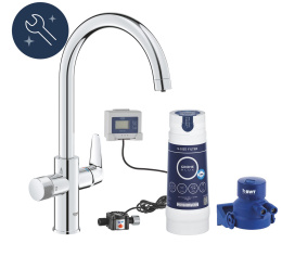 Смеситель для кухонной мойки GROHE Blue Pure BauCurve с функцией фильтрации, с фильтром в комплекте, хром (30581000)