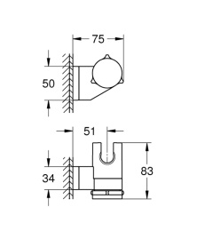 Держатель для душа настенный GROHE Vitalio Universal, хром, 26183000