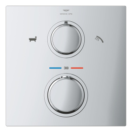 Внешняя часть термостата для ванны GROHE Allure скрытого монтажа на 2 потребителя, квадратная, хром (19446002)