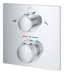 Внешняя часть термостата для ванны GROHE Allure скрытого монтажа на 2 потребителя, квадратная, хром (19446002)