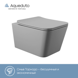 Унитаз подвесной Aqueduto MACIO 520*370 безободковый, сиденье с микролифтом, серый матовый (MACT2130)