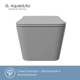 Унитаз подвесной Aqueduto MACIO 520*370 безободковый, сиденье с микролифтом, серый матовый (MACT2130)