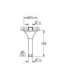Душевой кронштейн потолочный GROHE Rainshower Grandera 142 мм, хром (27978000)