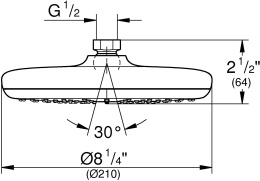 Верхний душ GROHE Tempesta 210, 6.6 л/мин, 1 режим, никель матовый (26409EN0)