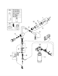 Смеситель для кухонной мойки GROHE Blue Pure Minta с функцией фильтрации, с фильтром в комплекте, хром (30393000)