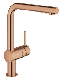 Смеситель для кухни GROHE Minta с вытяжным душем, L-образный излив, теплый закат глянец (30274DA0)