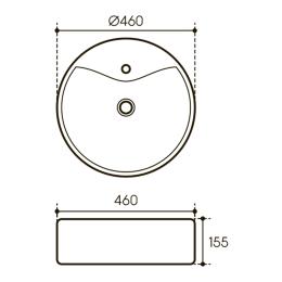 Раковина накладная Aqueduto ESPIRAL, D460, белый глянцевый (ESP0610)