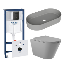 Комплект инсталляции GROHE Solido 38811KF0 с унитазом Aqueduto CONE CONT2130 и раковиной Aqueduto ESPIRAL ESP0230 (NW0617)