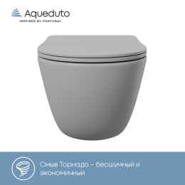 Унитаз подвесной Aqueduto OVO 525*360 безободковый, сиденье с микролифтом, серый матовый (OVOT2130)
