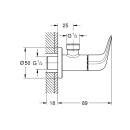 Угловой вентиль Grohe EuroPro 1/2", хром (22070001)
