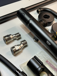 Душевая система GROHE Tempesta System 250 с термостатом для душа, матовый чёрный (266702431/U), уцененный товар