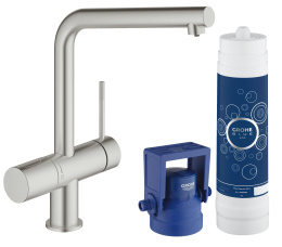 Смеситель для кухни GROHE Blue Pure Minta с функцией фильтрации, с фильтром в комплекте, суперсталь (31345DC2)