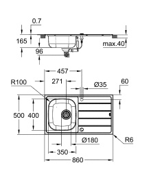 Мойка и смеситель для мойки GROHE K200, нержавеющая сталь (31565SD1)