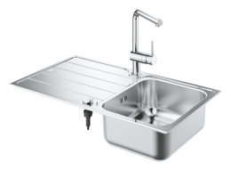 Мойка GROHE K500 45 -S 1.0 из нержавеющей стали, оборачиваемая, и смеситель для мойки GROHE Minta (31573SD1)