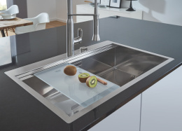 Мойка GROHE из нержавеющей стали с корзинчатым вентилем, расположение основной чаши слева, K1000 80-S 116/52 1.0 (31581SD0)