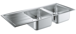Мойка GROHE из нержавеющей стали с корзинчатым вентилем, оборачиваемая, 2 чаши, K500  80 -S 116/50 2.0 (31588SD0)