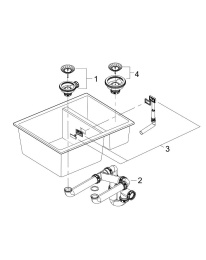 Мойка GROHE K500 с 1,5 чашей, 555 x 460 мм, серый гранит (31648AT0)
