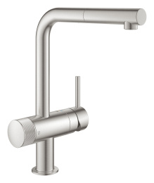 Смеситель для кухни GROHE Blue Pure Minta, с функцией фильтрации, без фильтра в комплекте, суперсталь (31721DC0)