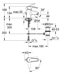 Смеситель для раковины GROHE Eurostyle с донным клапаном с энергосберегающим картриджем, хром (2337410E)