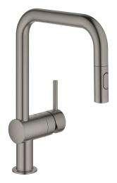 Смеситель для кухни GROHE Minta с вытяжным душем, U-образный излив, темный графит матовый (32322AL2)