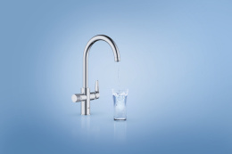 Смеситель для кухонной мойки GROHE Blue Pure BauCurve с функцией фильтрации, с фильтром UltraSafe в комплекте, хром (30582000)